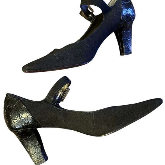 Victor Alfaro Preston Black Mary Jane High Heel Elegant Pump Square Toe Size 8 - Picture 3 of 7
